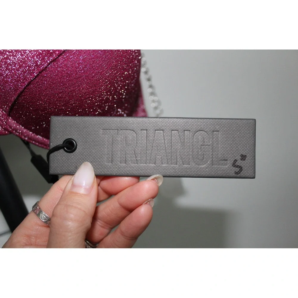Triangl‎ Magenta Pink Glitter Underwire Bikini Top Small+ NWT Sparkly Swimwear